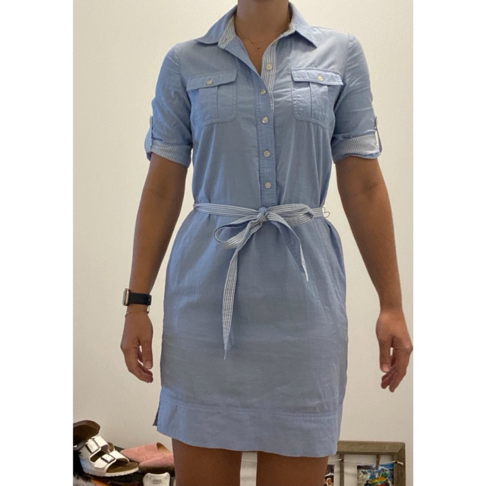 Vineyard Vines Blue Shirt Dress w/ Belt & pockets